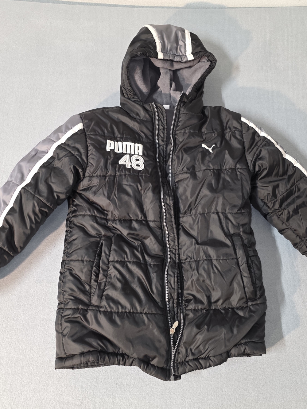 Puma 48 Puffer Jacket Boys Black & Gray Medium